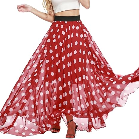 Meaneor Damen Maxirock Chiffon Rock Lang Festlich Rock Hochzeit Cocktail Langrock Prinzessin