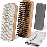 TAKAVU Premium Suede & Nubuck Cleaning Brush Kit, Crepe & Brass Bristle Brush, Microfiber Towel Cloth, Cleaning Block Eraser for Shoes, Boots