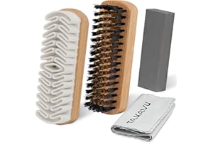 TAKAVU Premium Suede & Nubuck Cleaning Kit - Crepe Brush, Brass Bristle Brush, Microfiber Towel Cloth, Cleaning Block Eraser for Shoes, Boots