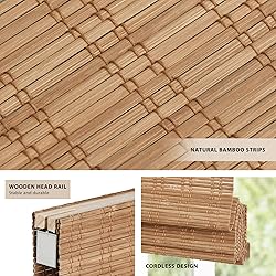 LazBlinds No Tools No Drill Cordless Bamboo Roman