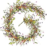 HOHOTIME 6FT Lavender Flowers Garland with Wildflower, Purple Pink Floral Eucalyptus Vine, Artificial Summer Spring Garland for Mantle Wedding Arch Porch Window Indoor Decor Home Decoration