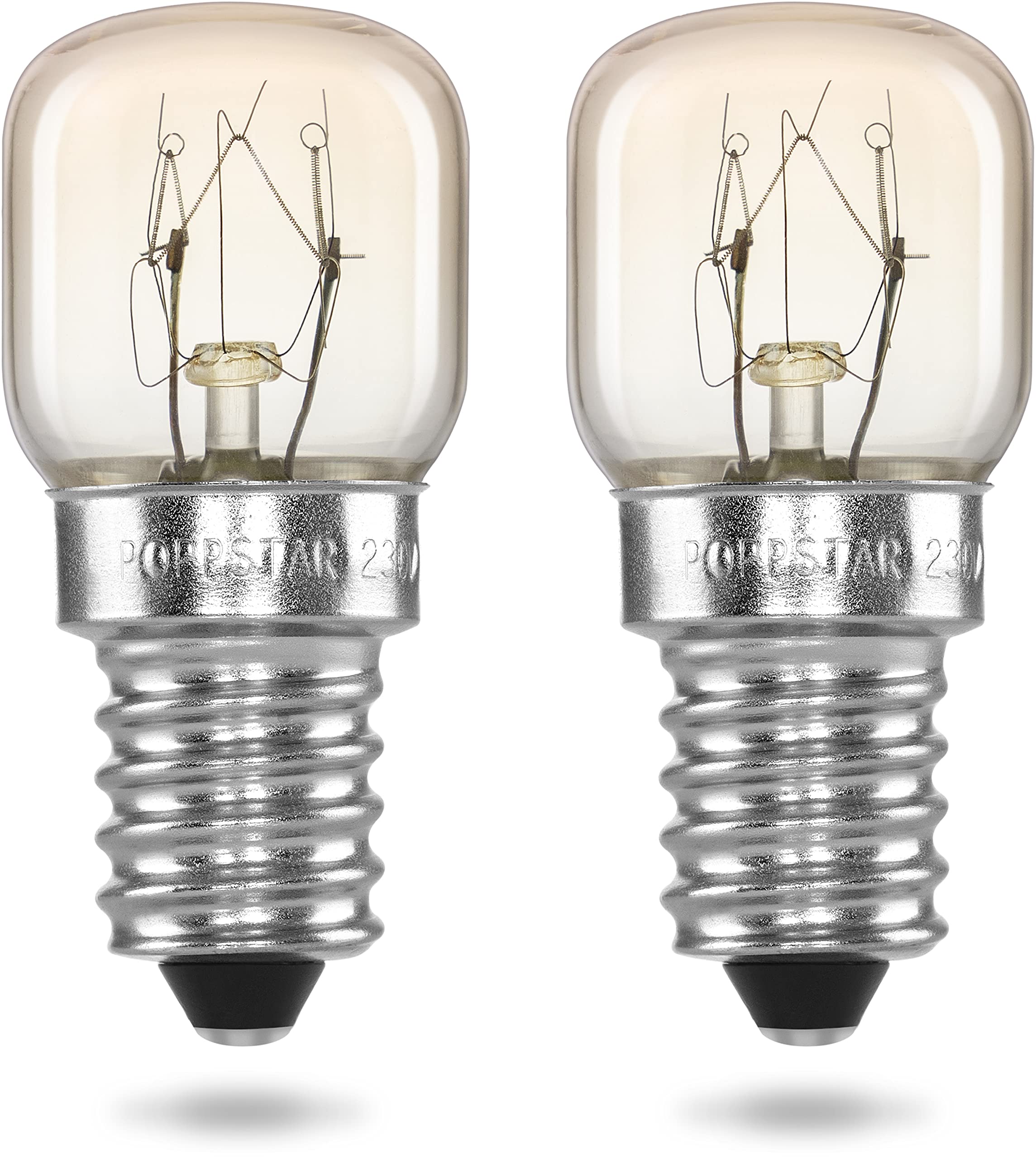 POPPSTAR Oven Bulb E14 15W Heat Resistant up to 300 Degrees (2700K Warm White, 85lm, T22) 2 Lightbulbs