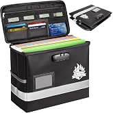 BALEINE Fireproof Document Box with Lock, Portable Fireproof Document Bag Waterproof Fire Proof File Boxes for Documents, File Organizer Box for Important Paperwork (Black, 12.5''x10.5''x6'')