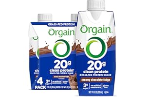Orgain Clean Protein Shake, Grass Fed Dairy, Creamy Chocolate Fudge - 20g Whey High Protein, Kosher, Ready to Drink, Low Net Carbs, Gluten Free, No Soy Ingredients, 11 Fl Oz (Pack of 4)