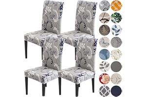 HZDHCLH Chair Covers for Dining Room Set of 4,Stretch Spandex Grey Parsons Chair Slipcover 4 Pack,Removable Washable Dining Chair Cover,Anti-dust Chair Seat Protector for Kitchen,Wedding,Party