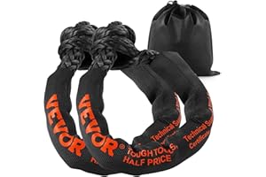 VEVOR Synthetic Soft Shackle, 1/2" x 22" (2 Pack) 44092 lbs (20 Ton) Breaking Strength Recovery Tow Shackles with Extra 2 Sle
