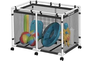 POOL FELLOWS Pool Storage Bin, 214 Gallons, Holder for Noodles, Toys, Floats, Towels, Large Mesh Organizer for Swimming Equipments, Max Style
