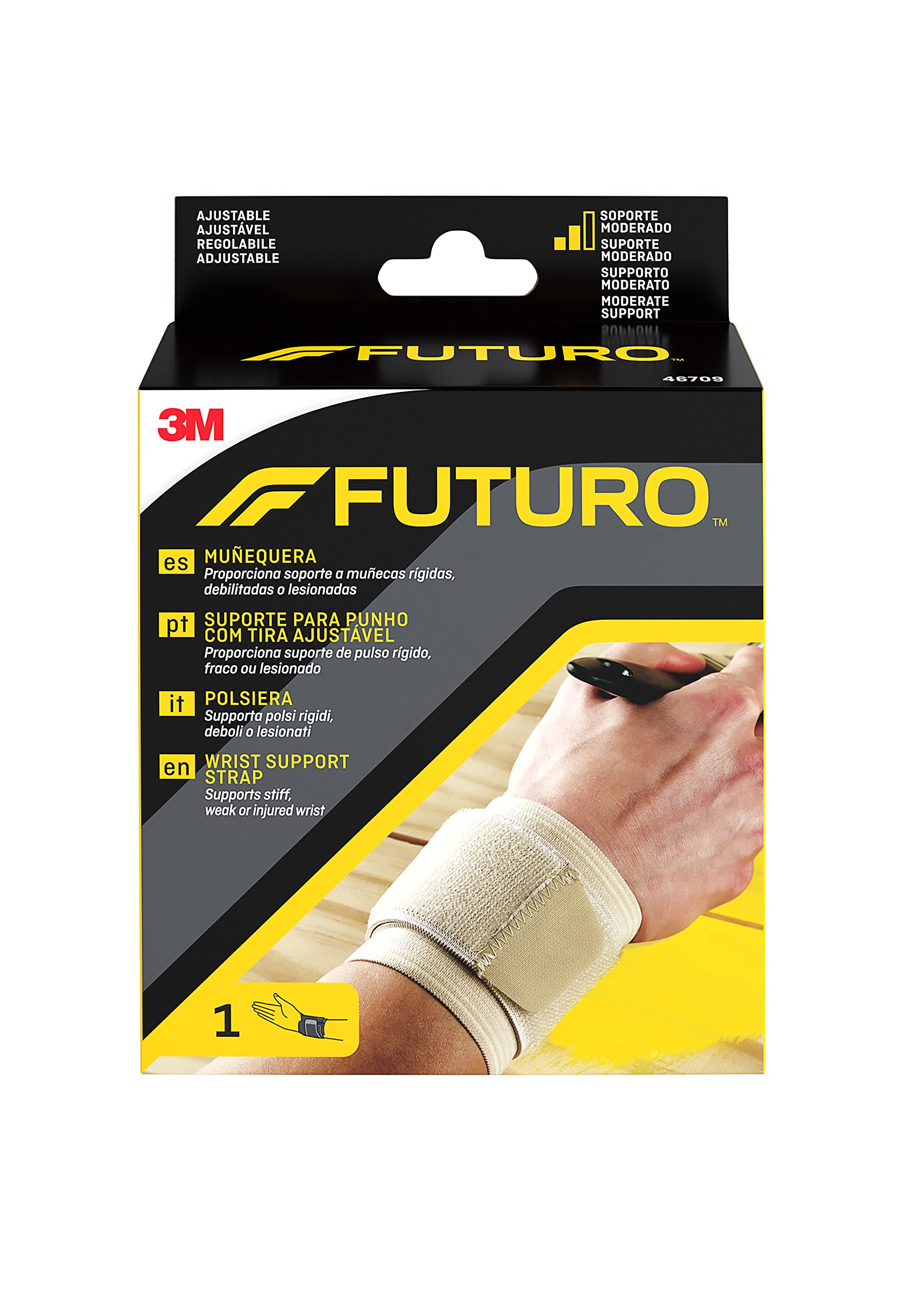FUTURO Wrist Support Strap - Supports Stiff, Weak or Injured Wrist - Adjustable