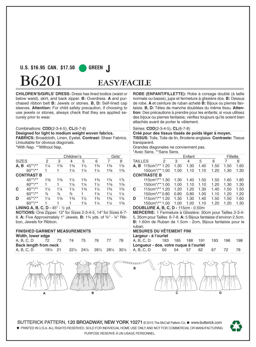 Cdd 2 3 4 5 Butterick Patterns B61cdd Childrens Girls Dress Patterns Templates Home Gellyplast Com