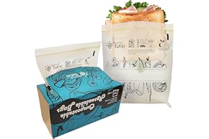Heart of Tafiti Compostable Sandwich Bags - Extra Thick, Leak-Proof Resealable Snack & Food Bags - 50 Count (6.7" x 6.8") - BPI & OK Compost Certified,Eco-Friendly Reusable