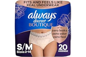 Always Discreet Boutique Incontinence and Postpartum Underwear for Women, Maximum Protection, Small/Medium, Rosy, 20 Count