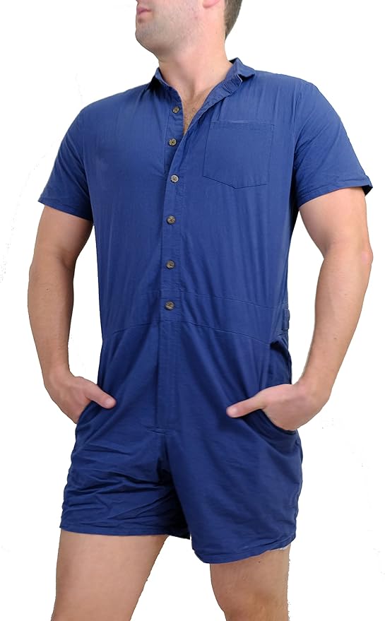 Men's OnePiece Male Romper (Large, Navy) Amazon.ca Clothing
