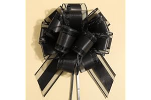 ZhXu Shuo 6 Pieces Large Pull Bows,6 inches,Bow for Gift Wrapping,Pull Bows for Christmas Party Birthday Gift Wedding Baskets,Valentine's Day Gift Decorations, Flower Decorations (Black)