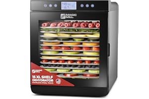 Magic Mill Premium Food Dehydrator Machine (15 Extra-Large Stainless Steel Trays) 800W Dryer for Beef Jerky, Fruits, Vegetables, Dog Treats, 48 Hour Digital Timer - 95°-167° Temperature Control