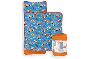 Jay Franco Toddler Nap Mat with Built-in Pillow and Blanket - Soft 46 x 20-inch Microfiber Kids Sleeping Bag for School or Sl