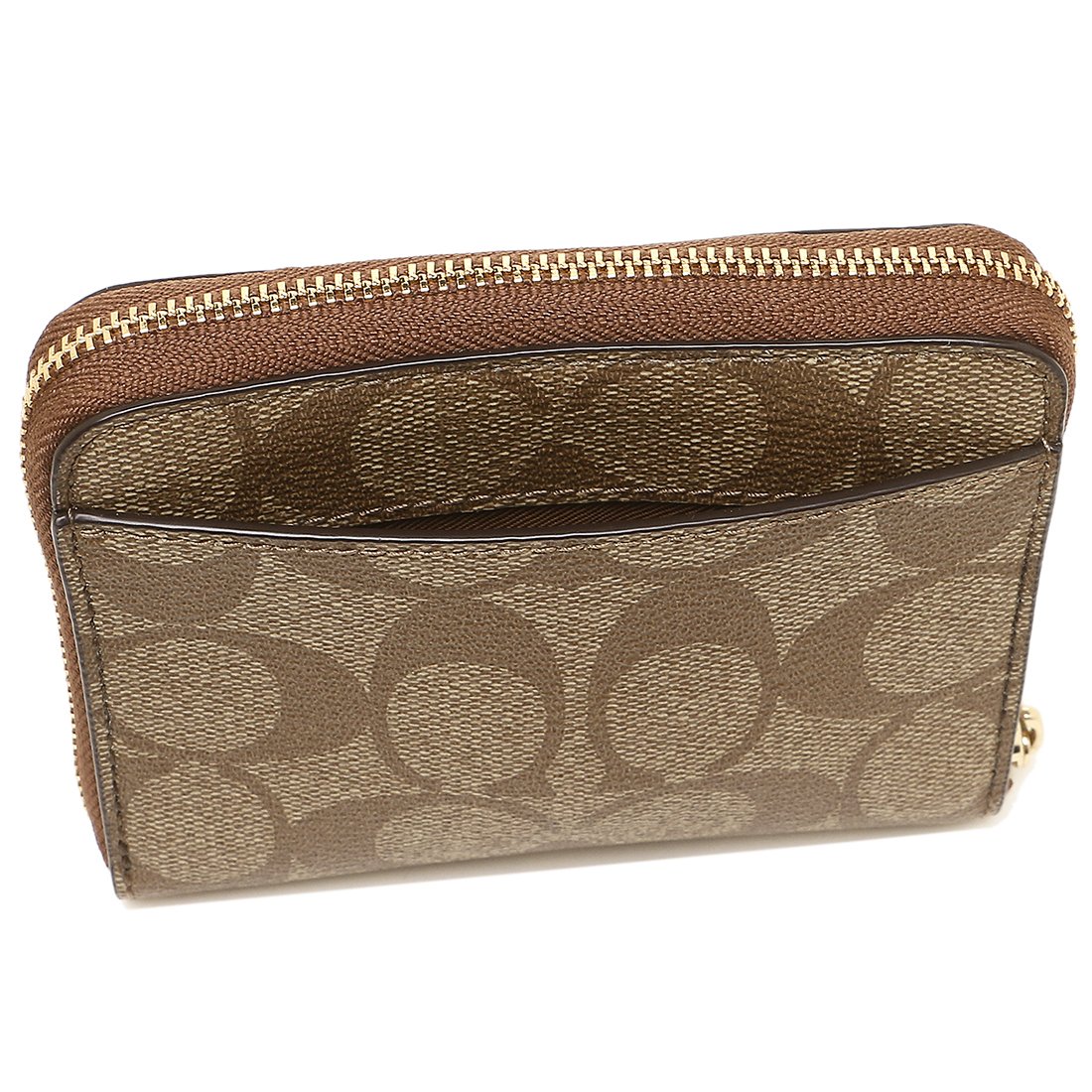 Coach Small Zip Around Wallet In Signature Canvas