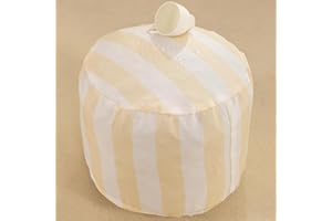 IEVENW Waterproof Round Stuffed Pouf Ottoman, Indoor Outdoor Pouf Foot Stool Storage Ottoman, Floor Poufs Foot Rest with Foam Chunk Filling, Beige