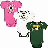 Gerber NFL baby-girls Nfl Team 3 Pack Short Sleeve Onesie Bodysuit