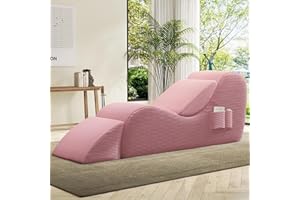 B.SAURASENG Yoga Chairs for Adults, Ergonomic Chaise Lounge Chair Indoor with Lumbar Pillow,Ottoman,Side Pockets,High Density Foam, Boneless Yoga Chair for Relaxation Exercise Stretching