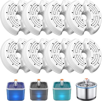 NICREW Sol Cat Water Fountain Filter Replacement Kit 8 Pcs Activated Carbon