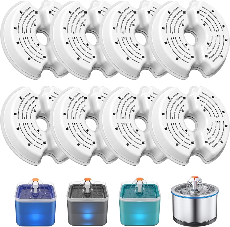 NICREW Sol Cat Water Fountain Filter Replacement Kit 8 Pcs Activated Carbon