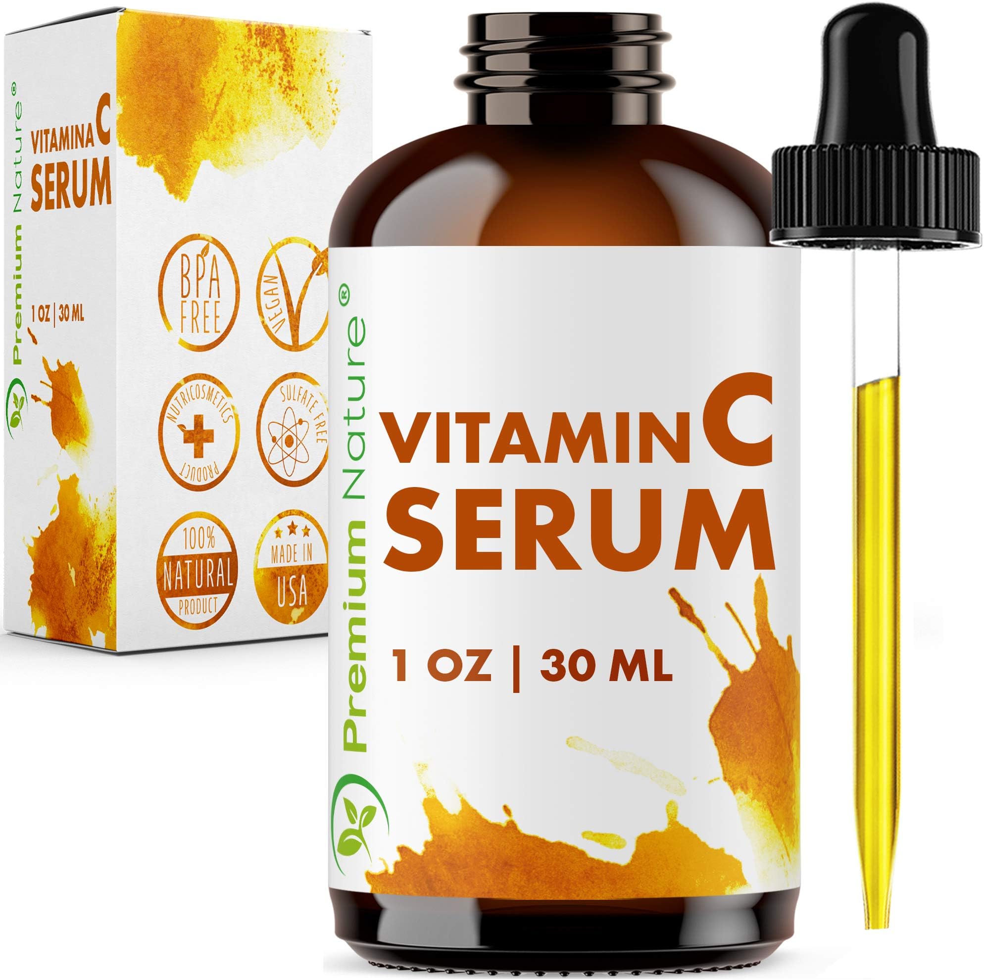 Vitamin C Serum Hyaluronic Acid - 20% Vit C Face Cream with pure Ingredients Facial Skin Serum Wrinkle & Sun Spot Hydrating Pore Minimizer Packaging May Vary