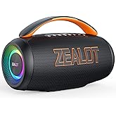 ZEALOT Portable Bluetooth Speaker, 80W Peak Waterproof Loud Booming Sound Speakers, Dual Pairing, XBass, 20H Playtime, Outdoor Speaker with Handle for Camping, Beach, Party, Backyard(Black)