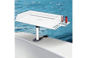 ANRAIN Boat Cutting Board 25.1" x 13", Bait Board/Fillet Table with Separate Tool Slots, 360° Adjustable Fishing Fillet Table, Extended Boat Fish Cleaning Table with Scale(Fish pad +2 fish hooks)