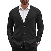 COOFANDY Men's Cardigan Sweater Long Sleeve Casual V Neck Button Down Knitted Sweater with Pockets