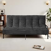 Winzoo 8 Inch Futon Mattress Full Size, Futon Floor Sofa Bed Foldable with Soft Corduroy Fabric - High Resilience Foam Filling - 2 Storage Straps for Home, Guest Room, Dorm, Grey (Frame Not Included)