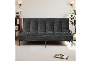 Winzoo 8 Inch Futon Mattress Full Size, Futon Floor Sofa Bed Foldable with Soft Corduroy Fabric - High Resilience Foam Filling - 2 Storage Straps for Home, Guest Room, Dorm, Grey (Frame Not Included)