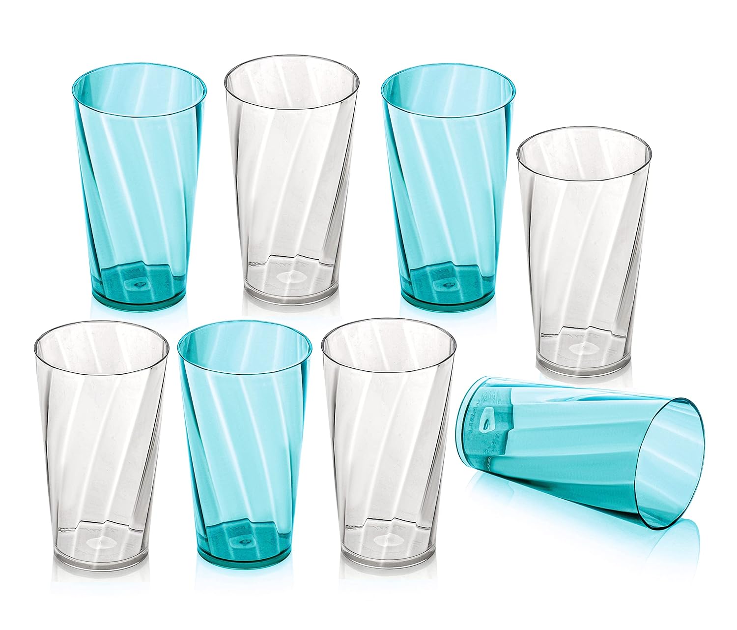 Nexium Twisted Pattern Plastic Water Glasses ( Set of 8,Sky Blue