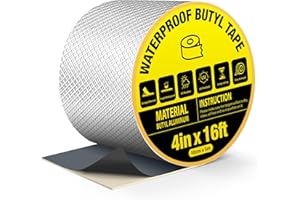 360Tronics Super Waterproof Butyl Tape 4 Inch, 4" x 16ft Super Sticky Aluminum Foil Tape Leakproof Sealant Tape for Metal Roofing, RV Roof Repair, Gutter Leak, Boat, Pipe, Window & Glass Sealing
