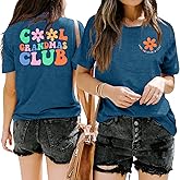 Grandma Shirt Woman Cool Grandma Club T-Shirt Floral Graphic Tee Nana Gifts Shirts Funny Letter Print Tops
