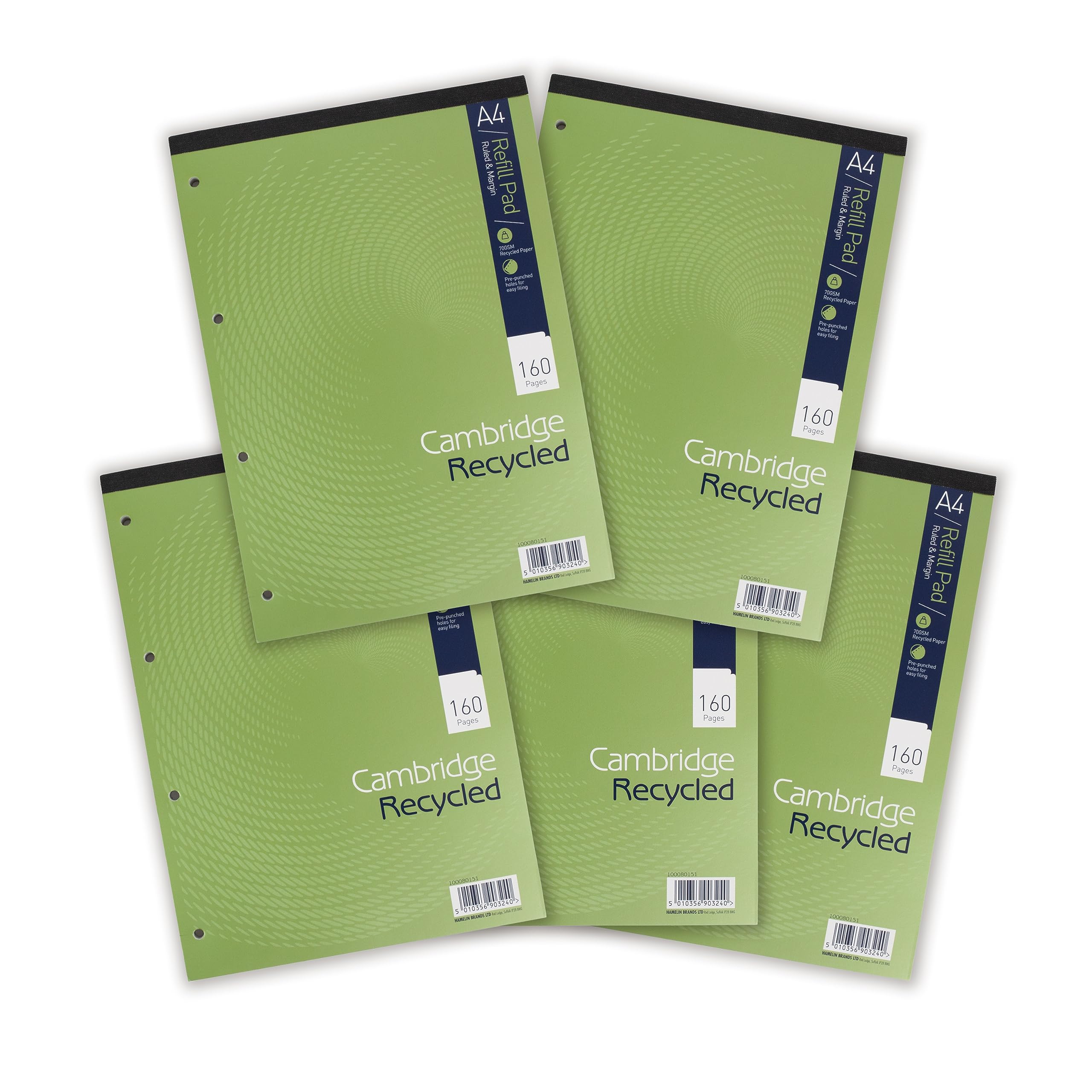 Cambridge Recycled A4 Card Cover Refill Pads (Pack of 5)