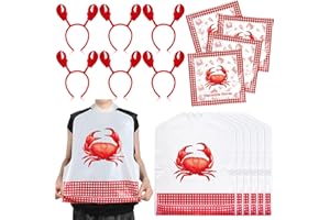 Chicingyou Seafood Boil Party Supplies, Disposable Plastic Bibs Gloves and Red Crayfish Lobster Claws Headband Boil