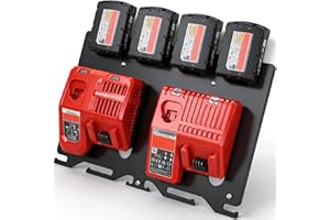 3-in-1 Battery Charger Wall Mount Holder For Milwaukee 4x M18 18V Battery and 2x M12-18C Charger/2x M12-18FC Charger/1x M18 D