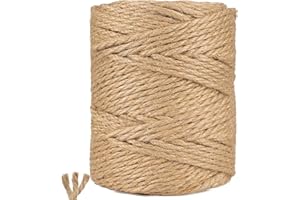ARISKEY Natural Jute Twine String – 328ft 4mm Heavy Duty Natural Jute Rope for Crafts, Garden, Climbing Plants, Hanging and Packing