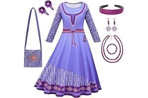 RUXlNRUA Wish Asha Girls Costume Princess Dress, 3-13 Years Kids' Movie Cosplay Outfit with Accessory Sets
