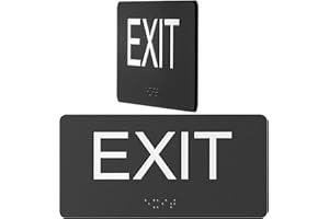 ZOOSA Exit Sign with Braille for Business Door - Acrylic ADA Compliant Office Door Signs for Exit with Double Sided Mounting Tape(1.8 * 7.8 In)