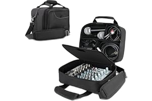 USA Gear DJ Mixer Case - Compact Audio Channel Mixer Bag with Accessory Storage for Microphones, Cables - Fits APC Mini MK2, Roland P-6, Yamaha MG06x, Behringer Xenyx 802, Q802USB & more (Black)