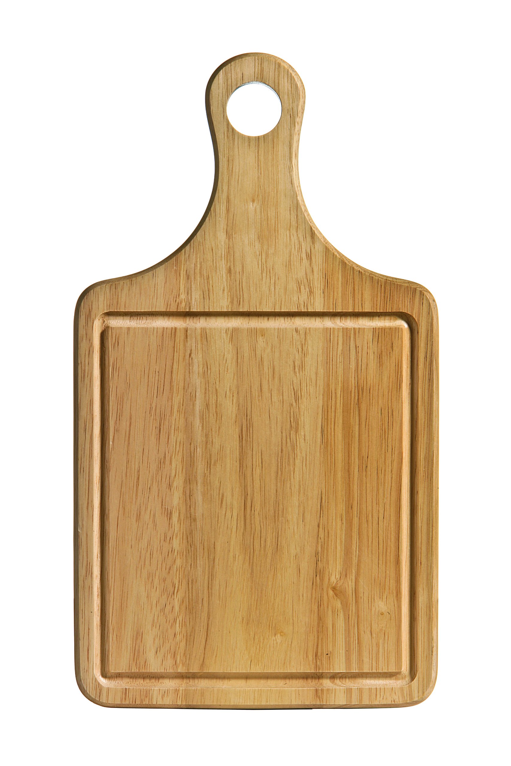 Premier Housewares Rubber Wood Paddle Chopping Board with Groove, 36 x 20 x 1.5 cm