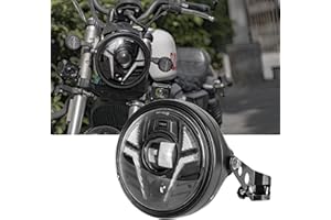 NKCELL POWER 7 Inch LED Motorcycle Laser Headlight with Housing Bucket for Harley Davidson Honda Yamaha Kawasaki Suzuki Softail Road King Glide Hornet with White/Amber DRL & Turn Signal Light Lo/Hi Beam Amber