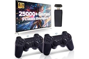 MOAJERRY Retro Game Console, Wireless Retro Console, Plug & Play Video TV with 25000+ Built-in, 4K HDMI Output, and 2.4GHz Wireless Controller, 9 Classic Emulators