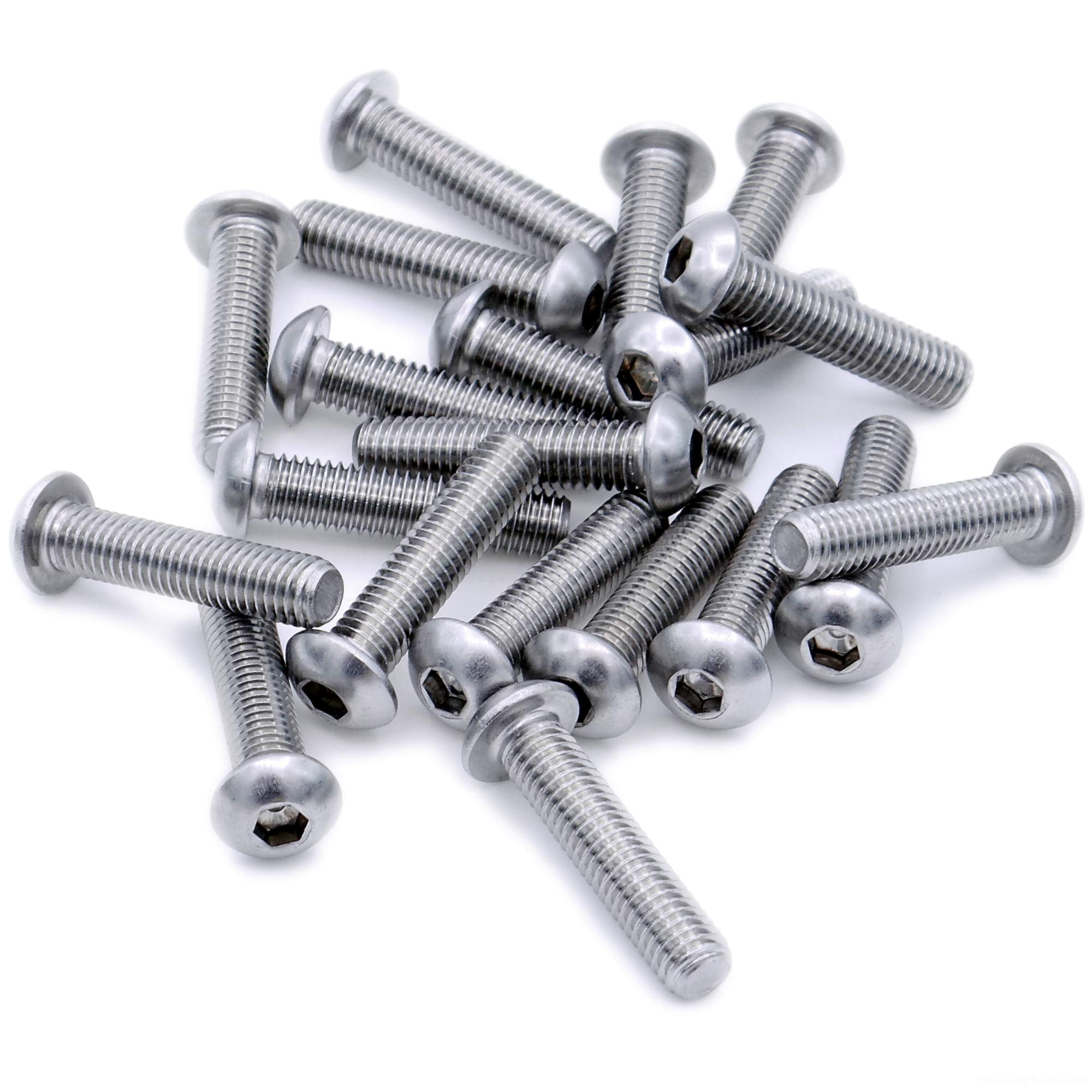 M8 (8mm x 16mm) Hex Socket Button Machine Screw (Bolt) - Stainless Steel (A2) (Pack of 20)