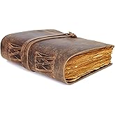 Handmade Vintage Leather Journal 8x6 Inch – Antique Deckle Edge Paper Notebook, Rustic Travel Diary for Writing, Sketching & Gifting – Refillable Leather Bound Notebook for Men & Women (8 x 6 Inch, Vintage Brown)