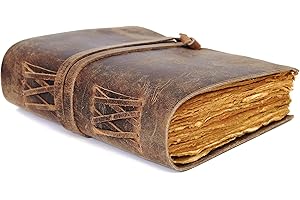 CREATIVE LEATHER ART CLA Journal, Vintage Leather Journal, Handmade Deckle Edge Paper Journal, Leather Sketch Book, Leather Notebook, Leather Journal for Women, Leather Journal for Men (8 x 6 Inch, Vintage Brown)