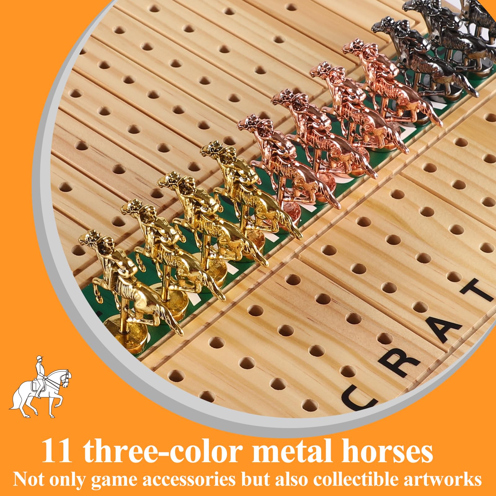 21 Inches Horse Race Board Game Foldable Large Horse Racing Game For Adults With 11 Metal Horses Solid Wood 60 Pcs Poker Chips 2 Dice 1 Pack Of Cards For Family Tabletop Partieslog Krli4003