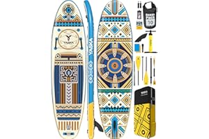 YASKA Inflatable Stand Up Paddle Board - 11ft Extra Wide Paddleboard with Premium SUP Board Accessor...