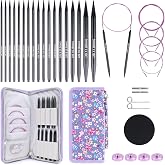 Coopay 9 Pairs Circular Knitting Needles, Portable Partitioned Storage Bag | Interchangeable Knitting Needle Set with 4 Cables (40/60/80/100cm) for Hats, Socks, Scarves, Gloves, Sweaters (3-8mm)